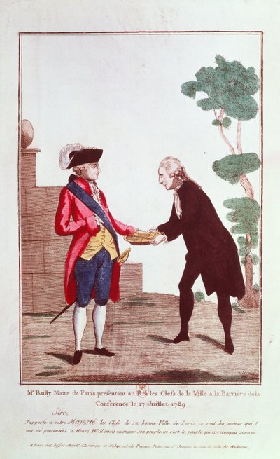 Jean Sylvain Bailly Presenting Louis XVI with the Keys to the City of Paris, 17th July 1789 by French School